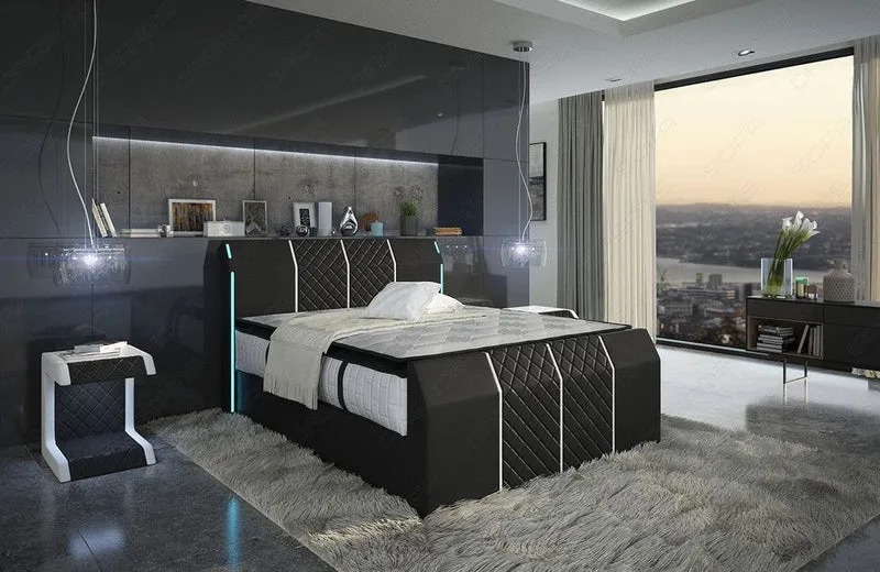 Boxspringbett Paris Schwarz/Weiß 200x220 cm