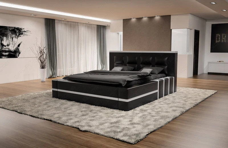 Bettgestell Asti Schwarz-Weiß 160x200 cm