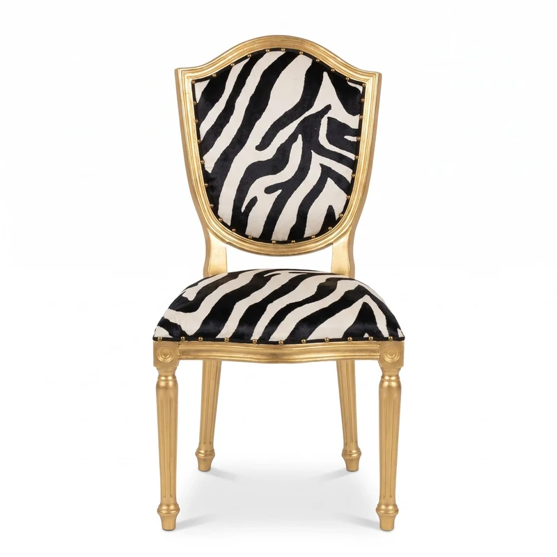 Casa Padrino Luxus Barock Esszimmer Stuhl Zebra Schwarz / Weiß / Gold - Handgefertigter Barock Stuhl